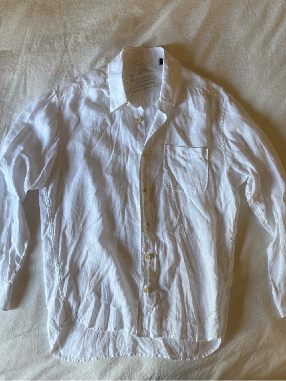 Tommy Bahama White 100% Linen Button Up Shirt - Large - Picture 3 of 5